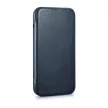iCarer CE olajviasz prémium bőr fóliatok iPhone 14 Plus mágneses flip tok MagSafe, kék