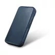iCarer CE olajviasz prémium bőr fóliatok iPhone 14 Plus mágneses flip tok MagSafe, kék