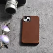 iCarer olajviasz prémium bőr tok iPhone 14 Plus mágneses bőr tok MagSafe, barna