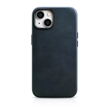   iCarer olajviasz prémium bőr tok iPhone 14 Plus mágneses bőr tok MagSafe, sötétkék