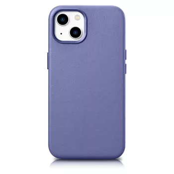   iCarer tok bőrborítás valódi bőr iPhone 14 Plus MagSafe tok, világos, lila