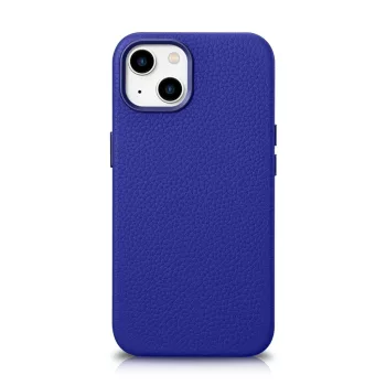   iCarer Litchi prémium bőr tok iPhone 14 Plus mágneses bőr tok MagSafe, sötétkék