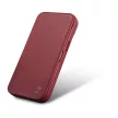 iCarer CE prémium bőr fóliatok iPhone 14 Pro mágneses bőr flip fóliatok MagSafe, piros