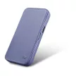 iCarer CE prémium bőr fóliatok iPhone 14 Pro mágneses flip bőr fóliatok MagSafe világos, lila
