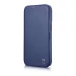 iCarer CE prémium bőr fóliatok iPhone 14 Pro mágneses flip bőr fóliatok MagSafe, kék