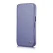 iCarer CE prémium bőr fóliatok iPhone 14 Plus mágneses bőr flip fóliatok MagSafe, lila