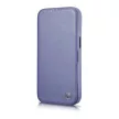 iCarer CE prémium bőr fóliatok iPhone 14 Pro Max mágneses flip bőr fóliatok MagSafe világos, lila