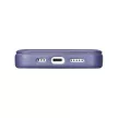 iCarer CE prémium bőr fóliatok iPhone 14 Pro Max mágneses flip bőr fóliatok MagSafe világos, lila