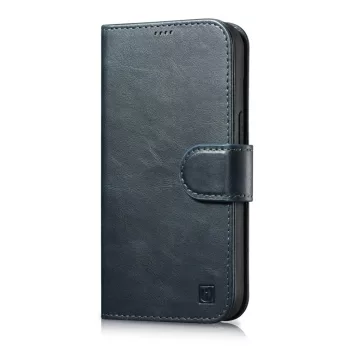   iCarer Oil Wax Wallet Case 2in1 Cover iPhone 14 Pro Anti-RFID bőr Flip Case, kék