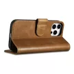 iCarer olajviasz tárca tok 2in1 Cover iPhone 14 Pro Anti-RFID bőr Flip Case, barna