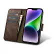 iCarer olajviasz tárca tok 2in1 Cover iPhone 14 Plus Anti-RFID bőr Flip Case, barna