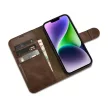 iCarer olajviasz tárca tok 2in1 Cover iPhone 14 Plus Anti-RFID bőr Flip Case, barna