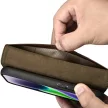 iCarer olajviasz tárca tok 2in1 Cover iPhone 14 Plus Anti-RFID bőr Flip Case, barna