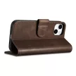 iCarer olajviasz tárca tok 2in1 Cover iPhone 14 Plus Anti-RFID bőr Flip Case, barna