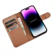 iCarer oldalra nyíló tok 2in1 iPhone 14 Pro bőr Flip Case Anti-RFID, barna