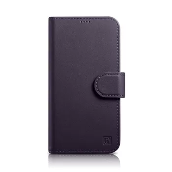  iCarer Wallet Case 2in1 Cover iPhone 14 Pro Anti-RFID bőr Flip Case tok, lila