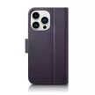 iCarer Wallet Case 2in1 Cover iPhone 14 Pro Anti-RFID bőr Flip Case tok, lila