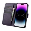 iCarer Wallet Case 2in1 Cover iPhone 14 Pro Anti-RFID bőr Flip Case tok, lila