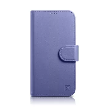   iCarer Wallet Case 2in1 Cover iPhone 14 Pro Anti-RFID bőr Flip Case tok világos, lila