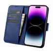 iCarer tárca tok 2in1 Cover iPhone 14 Pro bőr Flip Case Anti-RFID, kék