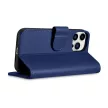 iCarer tárca tok 2in1 Cover iPhone 14 Pro bőr Flip Case Anti-RFID, kék