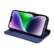 iCarer tárca tok 2in1 Cover iPhone 14 Plus Anti-RFID bőr Flip Case, kék