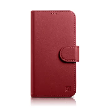   iCarer tárca tok 2in1 Cover iPhone 14 Pro Max bőr Flip Cover Anti-RFID, piros
