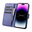 iCarer tárca tok 2in1 Cover iPhone 14 Pro Max bőr Flip Cover Anti-RFID világos, lila