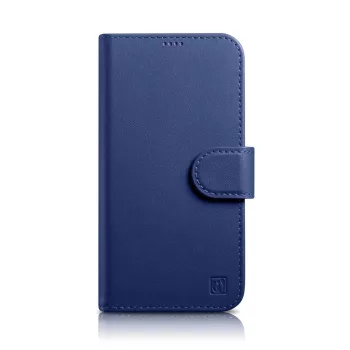   iCarer Wallet Case 2in1 Cover iPhone 14 Pro Max bőr Flip Case Anti-RFID tok, kék