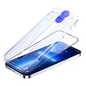   Joyroom Knight üvegfólia iPhone 14 Plus, átlátszó rögzítőkészlettel
