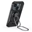 Joyroom Dual Hinge tok iPhone 14 Armor Case állvánnyal és gyűrűtartóval, fekete