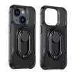 Joyroom Dual Hinge tok iPhone 14 Armor Case állvánnyal és gyűrűtartóval, fekete