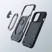 Joyroom Dual Hinge tok iPhone 14 Pro Armor Case állvánnyal és gyűrűtartóval, fekete