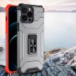 Crystal Ring Kickstand iPhone 13 Pro kitámasztható ütésálló hátlap, tok, ezüst-fekete