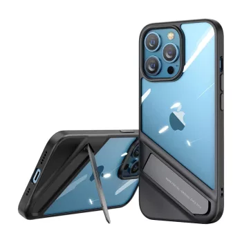  Ugreen Fusion Kickstand tok iPhone 13 Pro kemény borítás gélkerettel és állvánnyal, fekete
