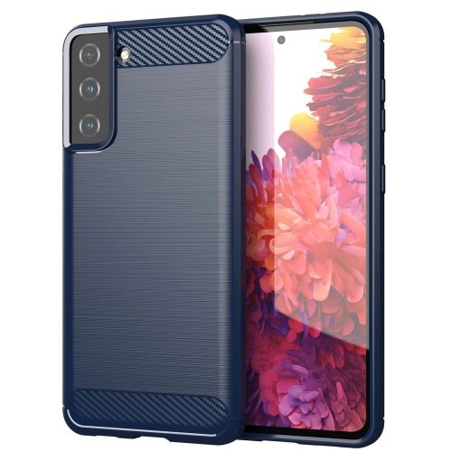Carbon Case Flexible Samsung Galaxy S21+ 5G (S21 Plus 5G) hátlap, tok, kék