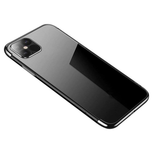 Clear Color Case Samsung Galaxy S21 Plus szilikon hátlap, tok, átlátszó-fekete