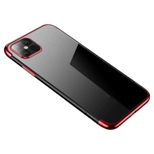Clear Color Case Samsung Galaxy S21 Plus szilikon hátlap, tok, átlátszó-piros