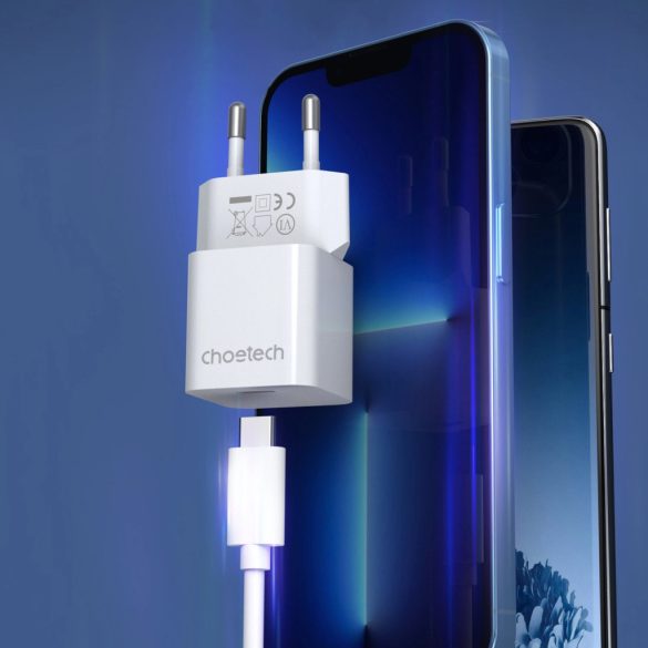 Choetech PD5010 charger USB-C hálózati töltő, gyorstöltő adapter, 20W, fehér