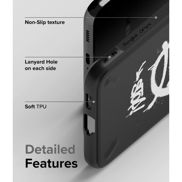 Ringke Onyx Durable Graffiti Samsung Galaxy S22 ütésálló hátlap, tok, mintás, fekete