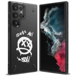   Ringke Onyx Durable Graffiti Samsung Galaxy S22 Ultra  ütésálló hátlap, mintás, tok, fekete