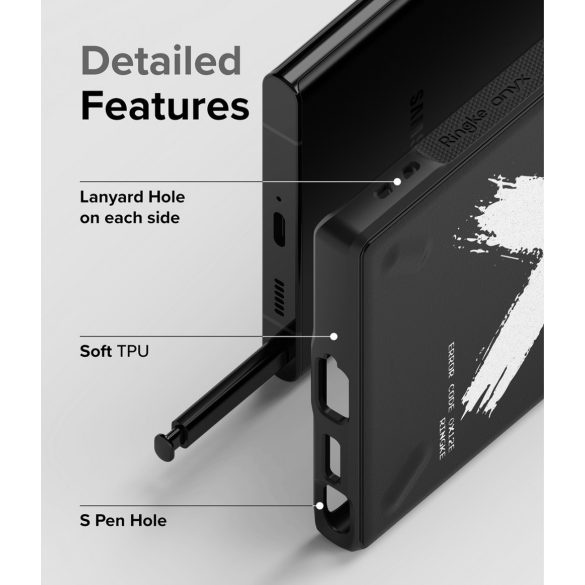 Ringke Onyx Durable Graffiti Samsung Galaxy S22 Ultra ütésálló hátlap, mintás, tok, fekete