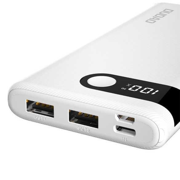 Dudao K9Pro-01 Power Bank hordozható külső akkumulátor 2xUSB/USB-C/micro USB, 10000 mAh, 2A, fehér