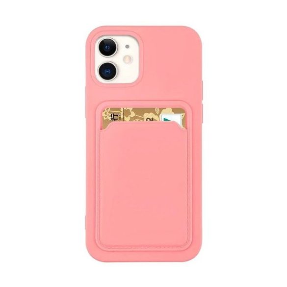 Card Case Silicone iPhone 13 Mini hátlap, tok, rózsaszín