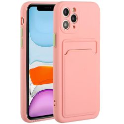   Card Case Silicone Samsung Galaxy A32 4G hátlap, tok, rózsaszín
