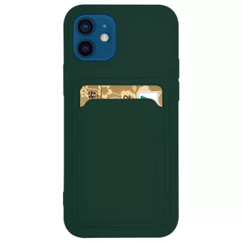   Card Case Silicone Samsung Galaxy A32 4G hátlap, tok, sötétzöld