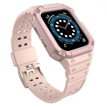   Protect óraszíj Band Apple Watch 7/SE, 38/40/41mm ütésálló tok és óraszíj, rózsaszín
