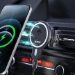 Dudao Magnetic Car Holder Qi, Magsafe kompatibilis autós telefon tartó és töltő 15W szellőzőrácsra, fekete
