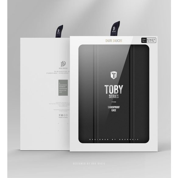 Dux Ducis Toby Series Samsung Galaxy Tab S7 Plus 12.4" T970/T976 (2020)/S7 FE 5G 12.4" T730/T736 ütésálló, oldalra nyíló smart tok, érintőceruza tartóval, fekete