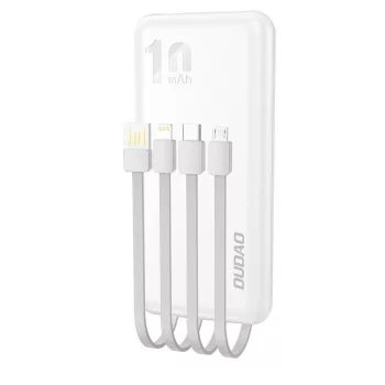   Dudao K6Pro Universal Powerbank, hordozható külső akkumulátor USB-A/USB-C, USB-A/USB-C/Micro-USB/Apple lightning kábellel, 10000 mAh, fehér